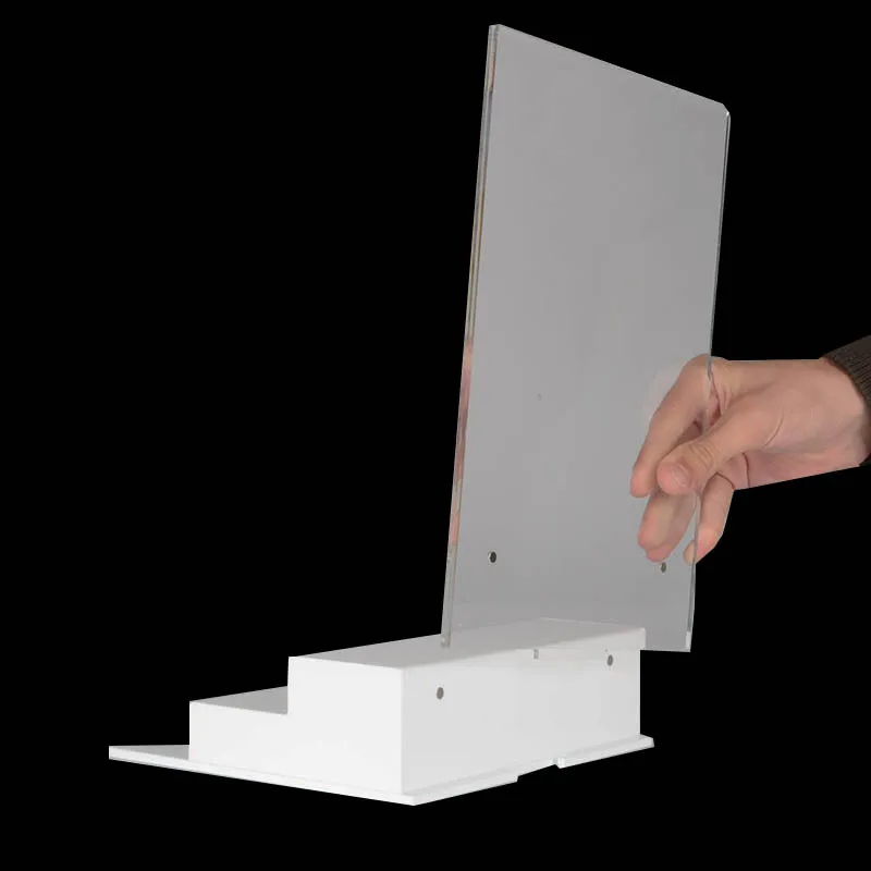 Custom Modern acrylic product display stand lashes and lenses bar counter top pop display stand for kiosk retail store