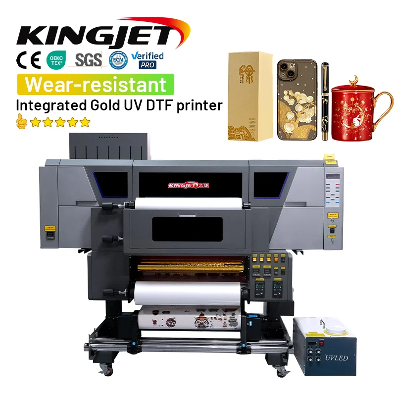 Kingjet Integrated uv dtf printer with laminator dtf uv printer printing machine roll to roll ab film uv dtf printing machine