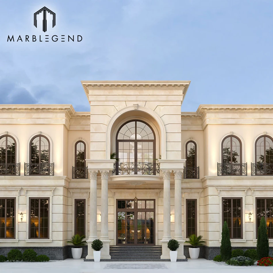 one-stop solutions building facade natural stone Portugal beige limestone exterior wall cladding tile for villa