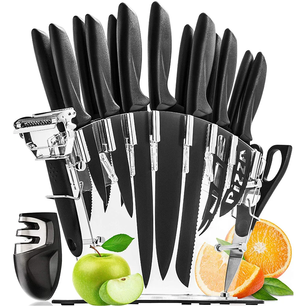 17 Piece High Quality Carbon Stainless Steel Kitchen Knife Set with Sharpener Holder lo mas vendido 2024 al mayoreos