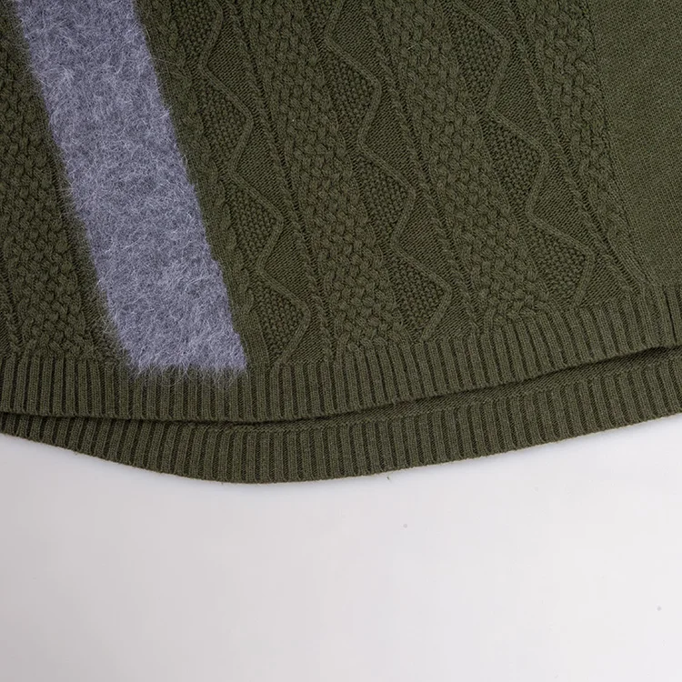 2021 fashion green color high neck yak wool kness-Length women dress sleeveless winter dress for women