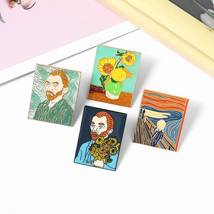 Collection Artwork Brooch Vincent Van Gogh Badges Famous Oil Paintings Enamel Lapel Pin for Artist