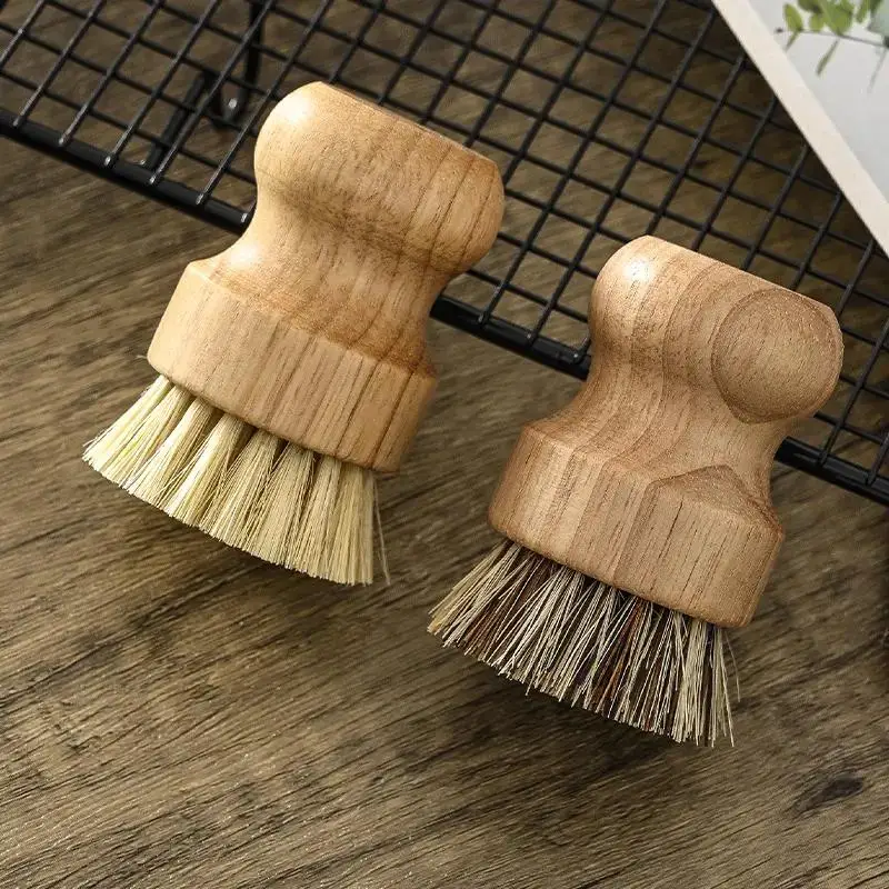 Wholesale natural scrub washing pot brush durable portable bamboo dish brush for kitchen