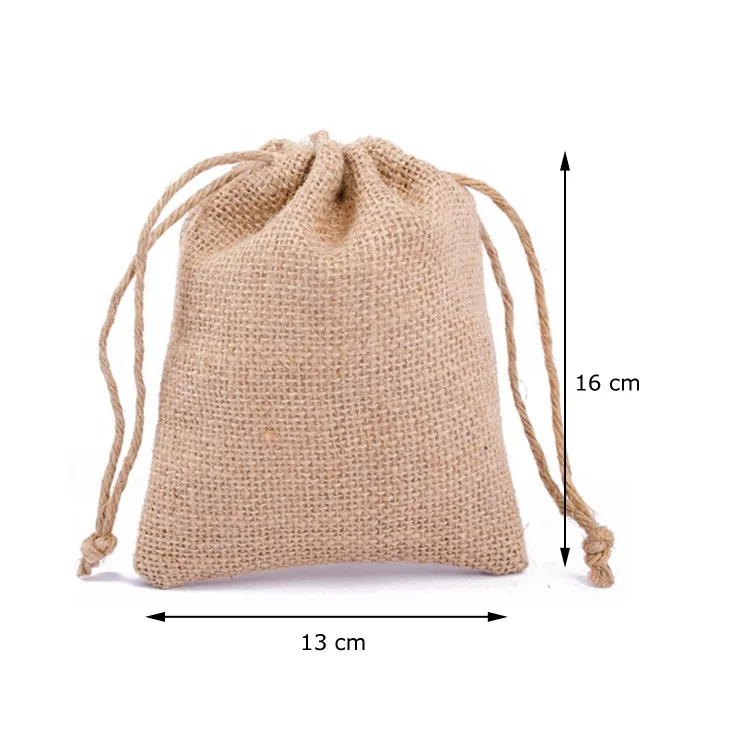 KAIFEI factory wholesale 13x16cm hemp shopping bags nature jute pouch drawstring rice bag