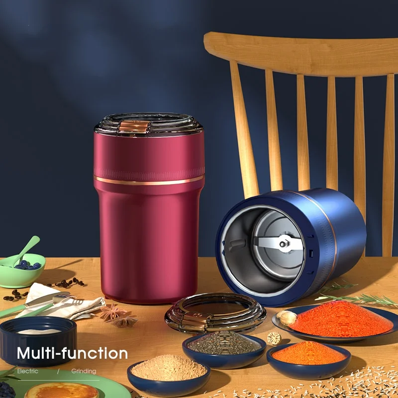 Electric Coffee Grinder for Beans Spices and More Food Grind Automatic Burr Mill with Stainless Steel Blades