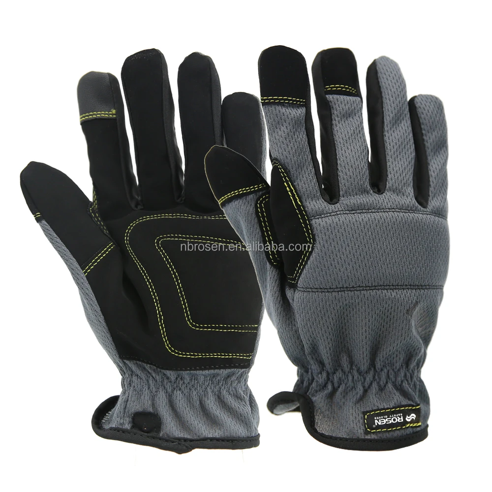 Multi Colour Elastic Spandex Leather Anti-Slip Auto Mechanics Motorcycle Mechanical Gardening General Working Safety Gloves