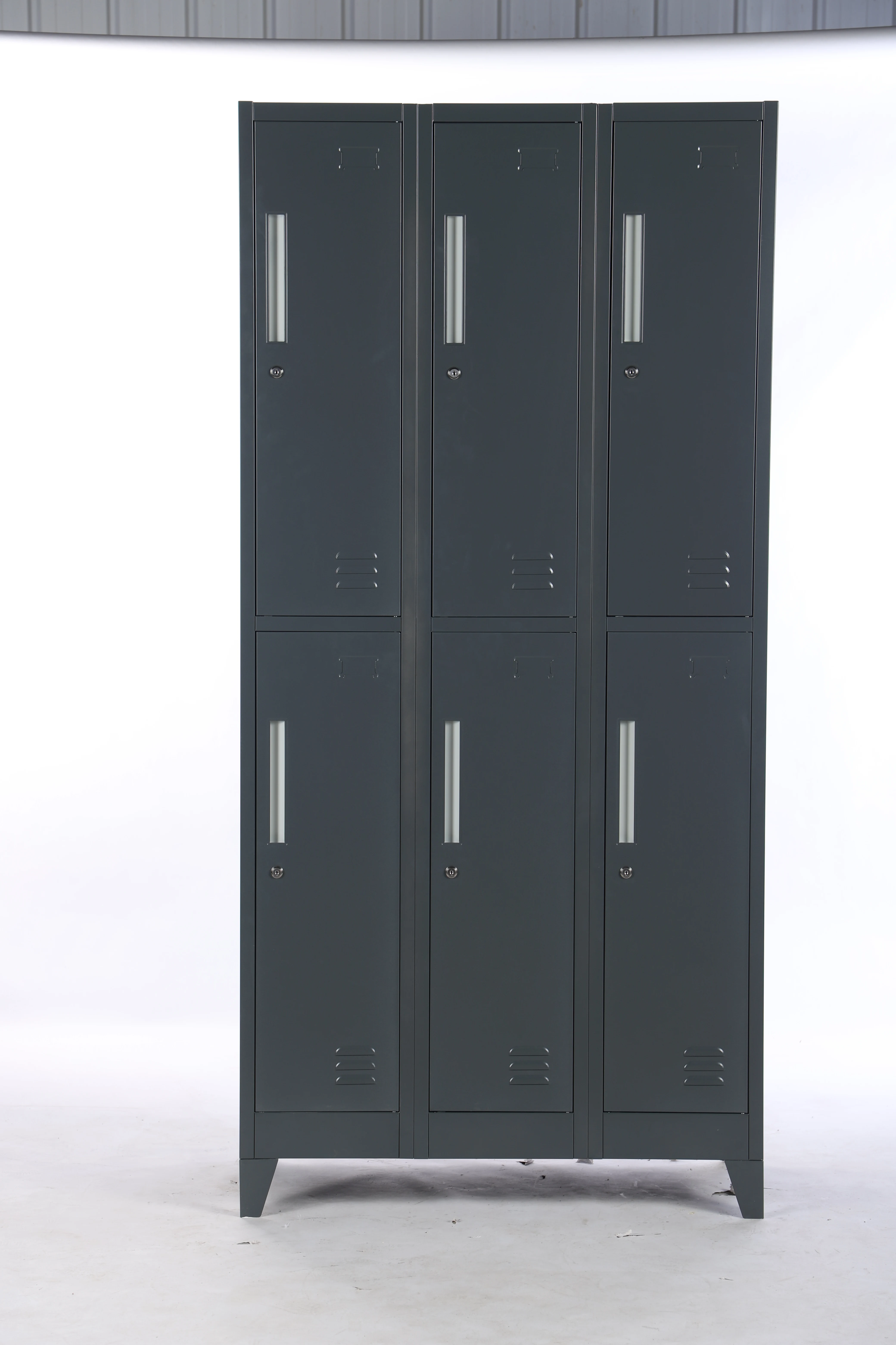 Standing Metal Locker Steel 6 door Lockers with Feet Storage Cabinet Gym Office School Factory Six Doors Clothes Wardrobe