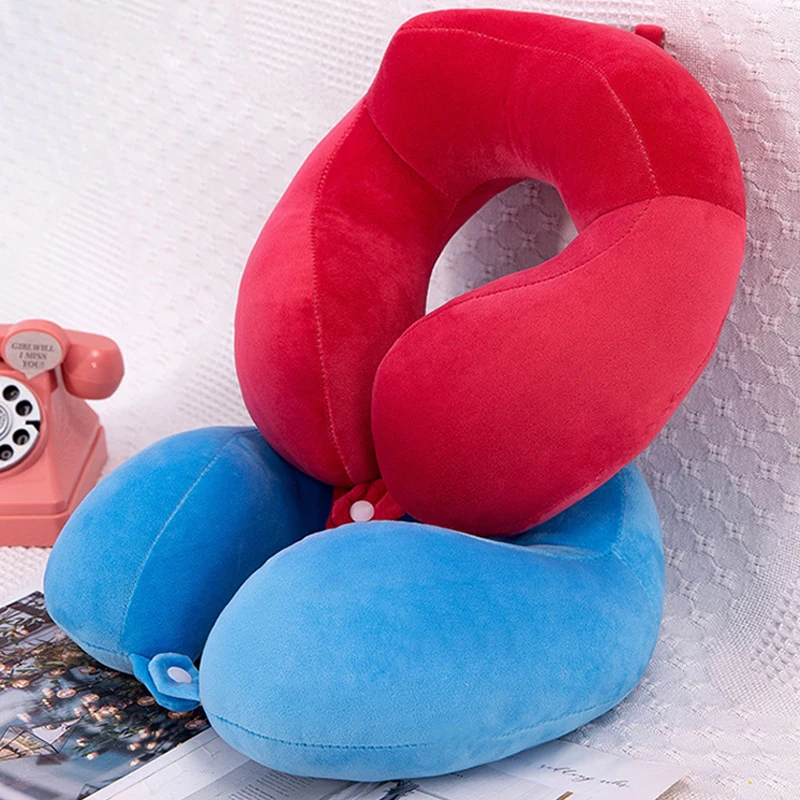 Customizable Logo Soft Foam Travel Pillow U-shaped Plush Camping Car Neck Pillow Made Of Cotton Polyester Air-filled Office Use