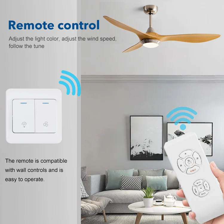 Home Decorative 52 Inch Energy Saving DC Motor Remote Control Bldc Ceiling Fan With Led Light