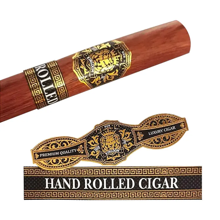 OEM Factory Custom Adhesive Sticker Sheet Eight Types Gold Foil Art Paper Cigar Bands Label High Adhesion