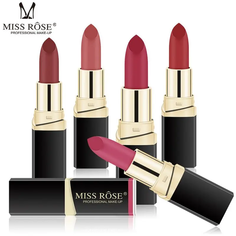 MISS ROSE Sexy Long Lasting Waterproof Nude Lipstick Matte Cosmetics Lip Tint 42 Colors Moisturizer Pigments Red Matte Lip Stick