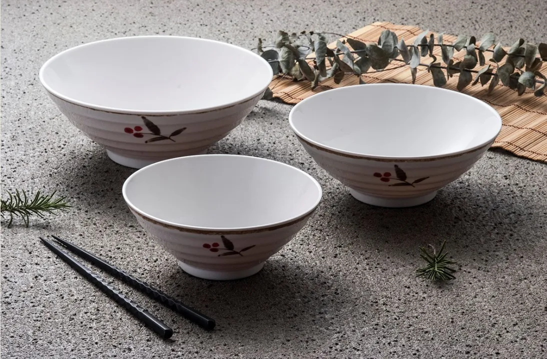 8 inch green black color double color soup bowl Asian melamine round ramen bowl restaurant bowl