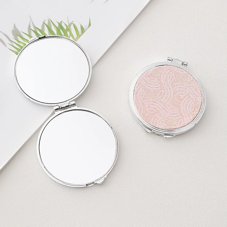 Custom Print Logo modern Cute Acrylic Pocket Round Mini portable metal Make Up Hand Mirror For Makeup Small Vanity Mirror