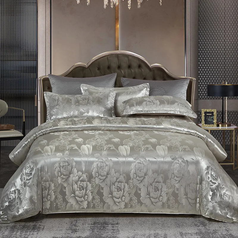 Factory Direct Supply European Style Tribute Silk Four-Piece Jacquard Beddings Bedding Four-Piece Set Wholesale