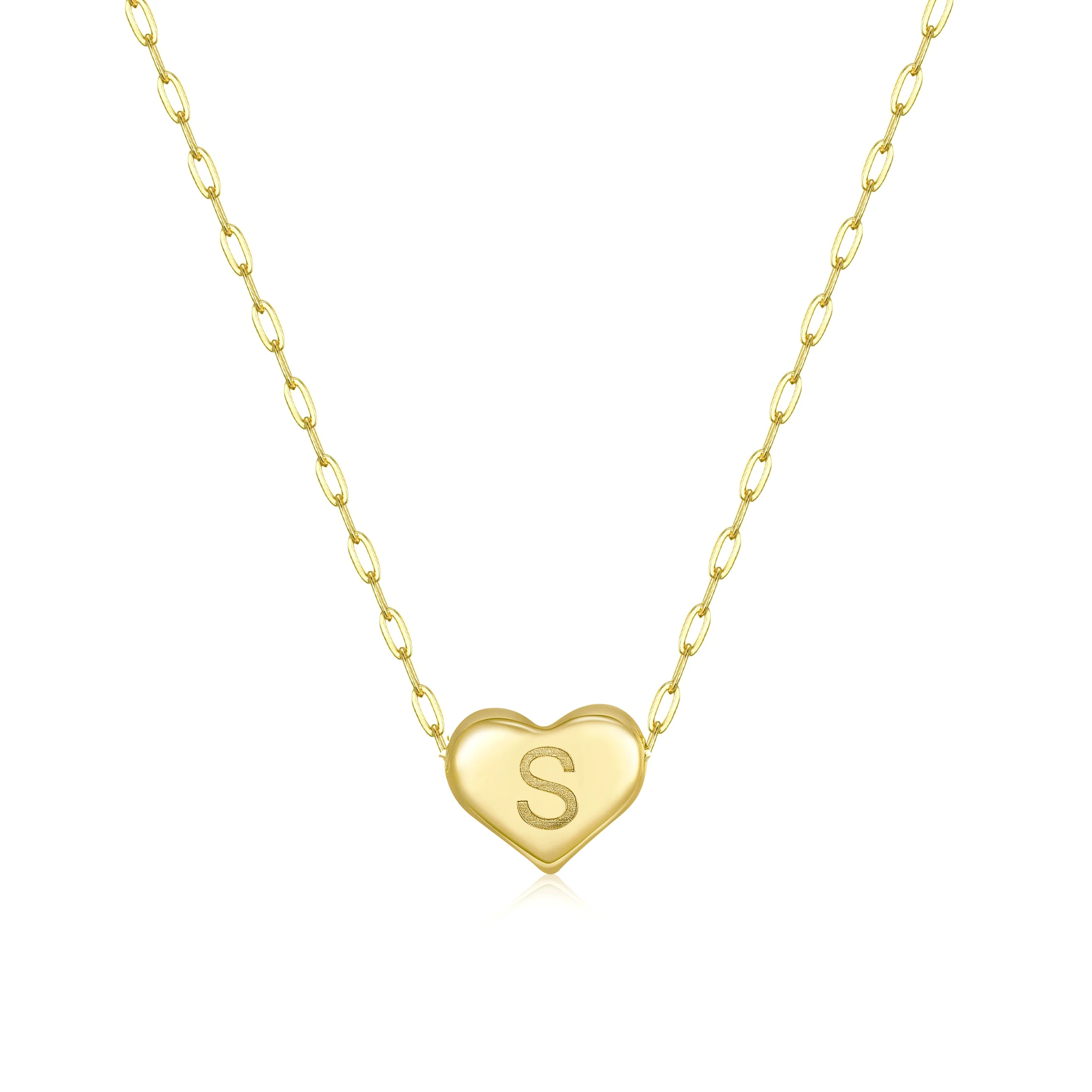 wholesale women A to Z necklace with heart initial letters,mini engraving letter pedant B M H S initial woman necklace charm