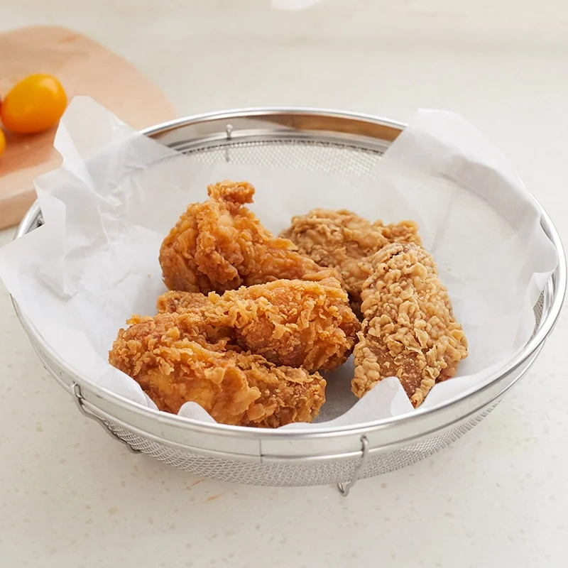 Stainless steel micro perforated colanders strainers with double handle for draining rinsing washing