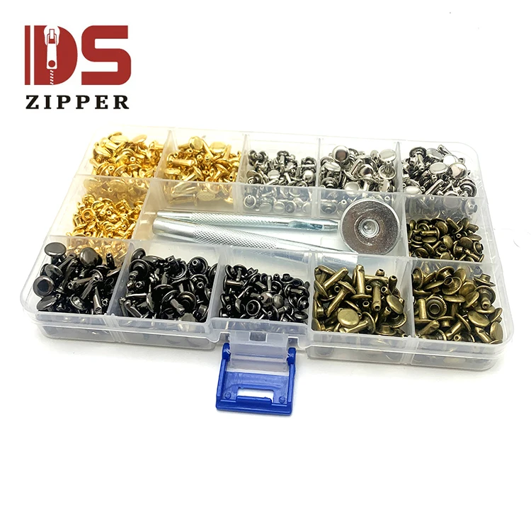 
High quality 6-12mm metal rivet round rivet set box for leather craft bag belt clothing clothing shoes pet collar decoration 