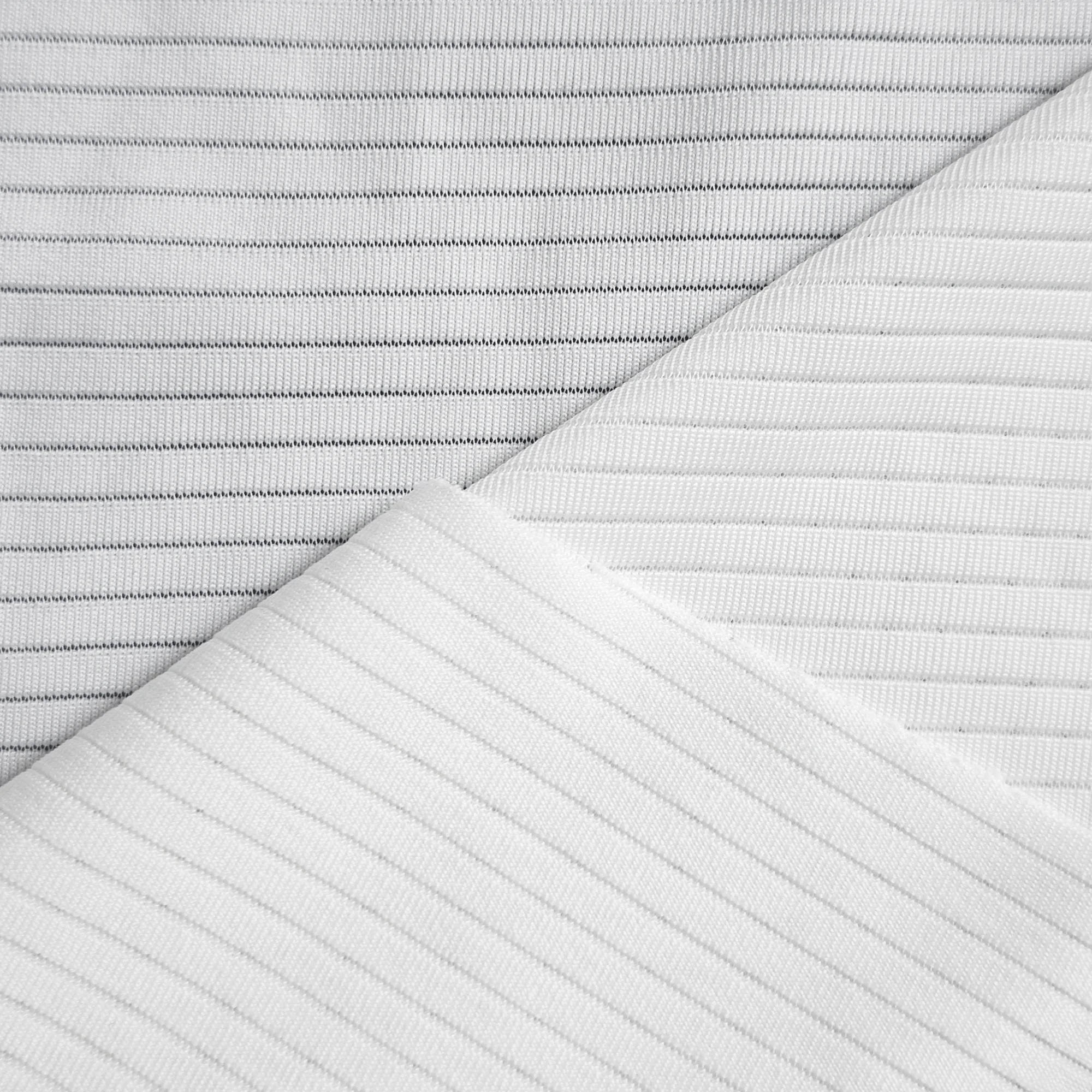 Custom Wholesale 180gsm 91% Polyester 3% Rayon 6% Spandex Knit Jacquard Sprout Stripe Jersey Fabric For Underwear Golf T-shirt