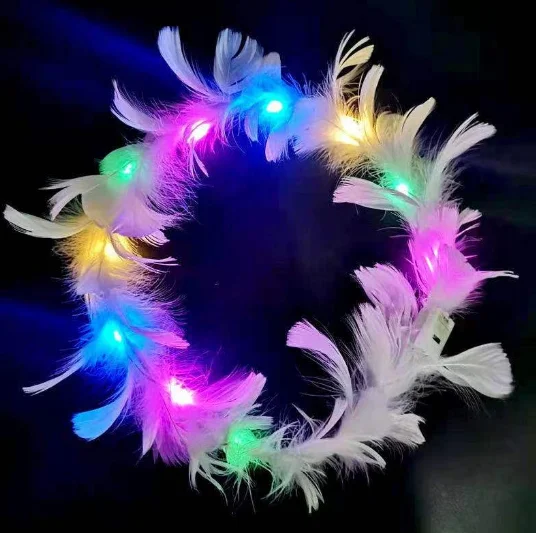 New glowing angel goose feather garland feather glitter headdress net celebrity decoration party exclusive