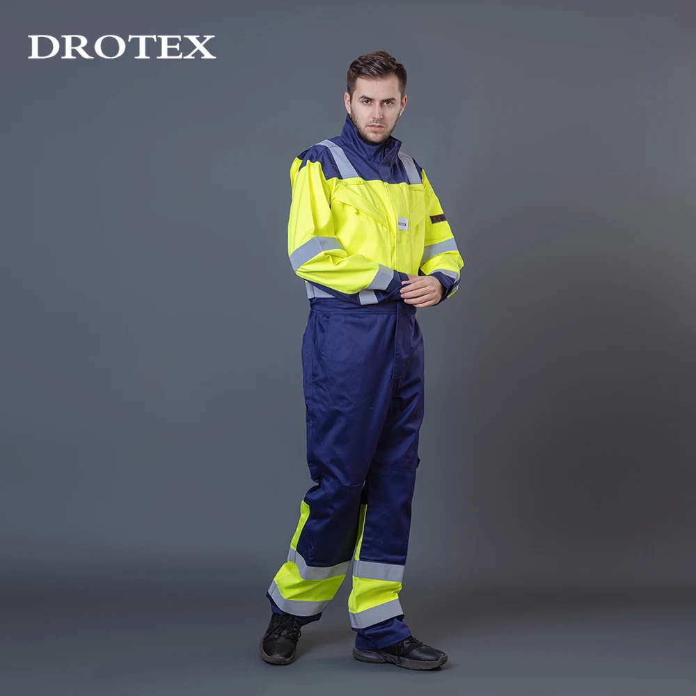 Oem European Workwear Safety Work Wear Anti Static Fire Resistant Clothing Cotton Nylon Work Suits For Men Safety Coverall