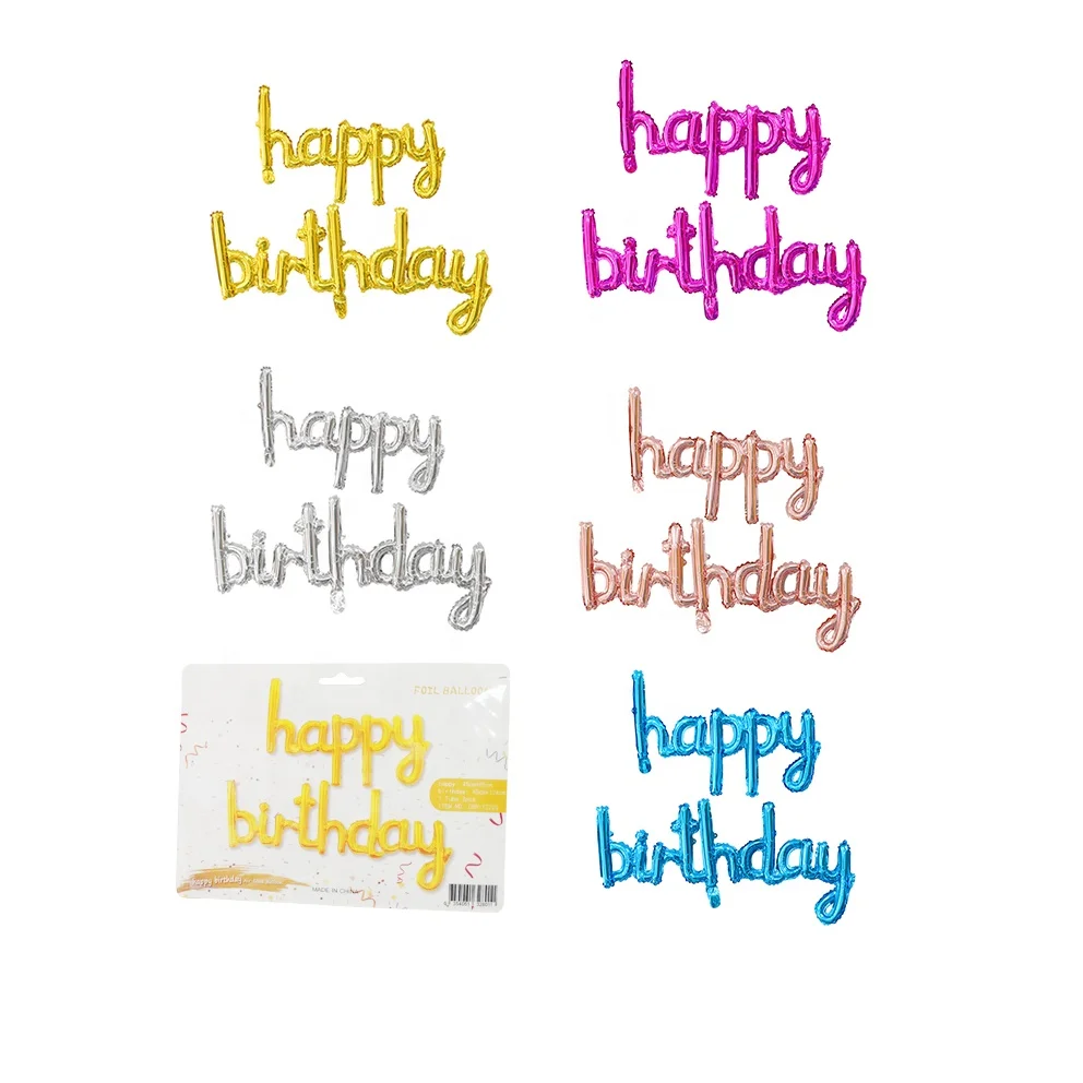 Фольгированные воздушные шары с надписью «Happy Birthday»