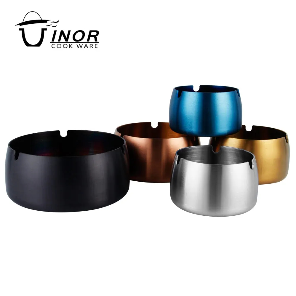 Windproof custom round stainless steel metal cigar ashtray for indoor and outdoor colorful ash tray