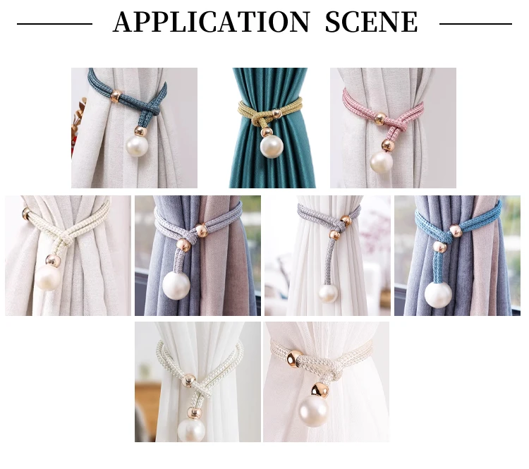 New Style Simple Design Home Drapery Decoration Eco-Friendly Single Pearl Tieback Weave Rope Buckle Holdback Curtain Accessories