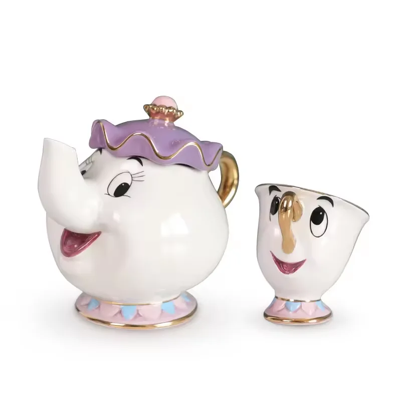 Wholesale Custom Print Painted Beauty and The Beast Porcelain Set Cartoon elephant 3D Tea Cup Teapot Ceramic Coffee Mug