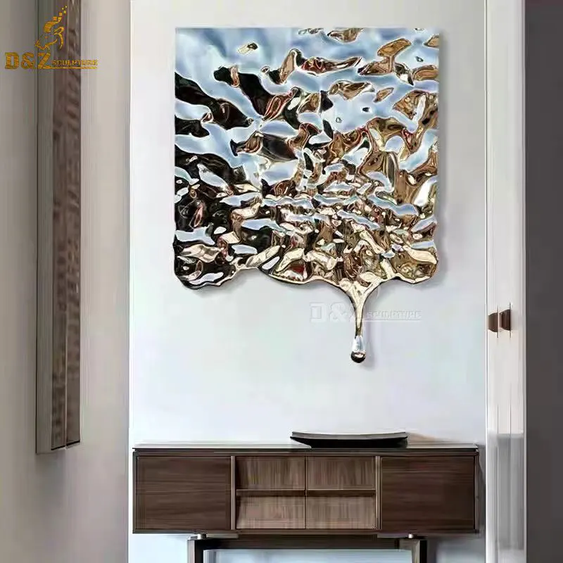 Mirror stainless steel bar restaurant wall sculpture