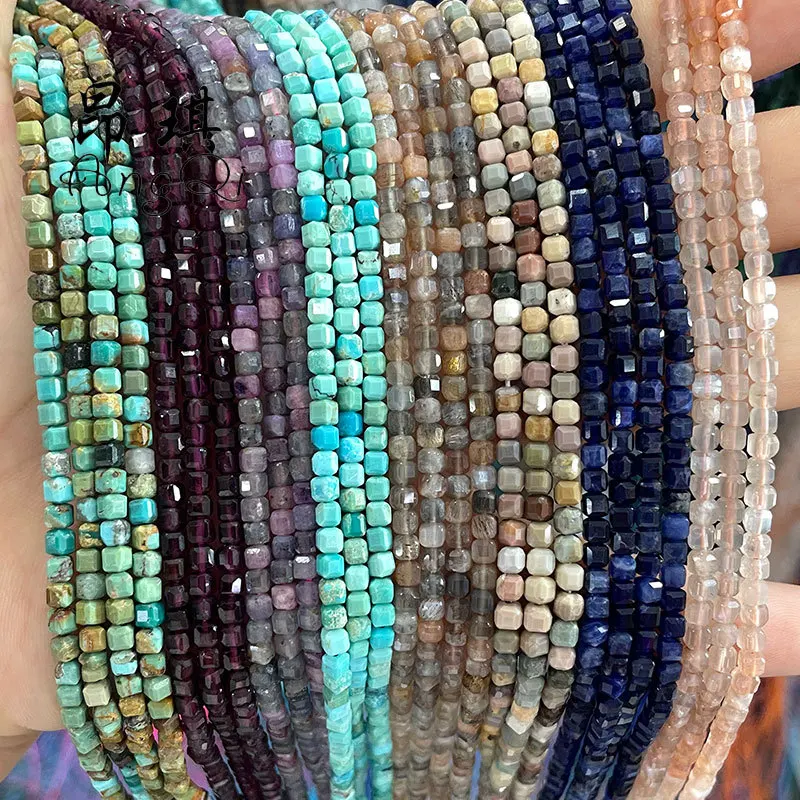 Natural stone 3mm plastic crystal sugar cube loose beads DIY square jewelry bracelet necklace accessories wholesale