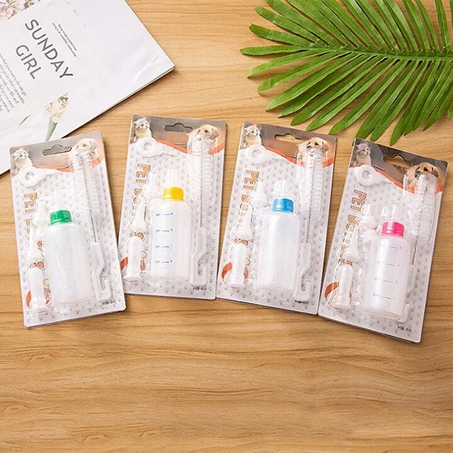 Eco-friendly Multi-nipple soft spout with bottle brush 3-piece set pet water feeding nursing bottle