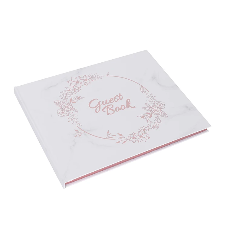 Flower Book Style Custom Design and Coated Paper Rose Gold Foil Stamping Wedding Guest Book