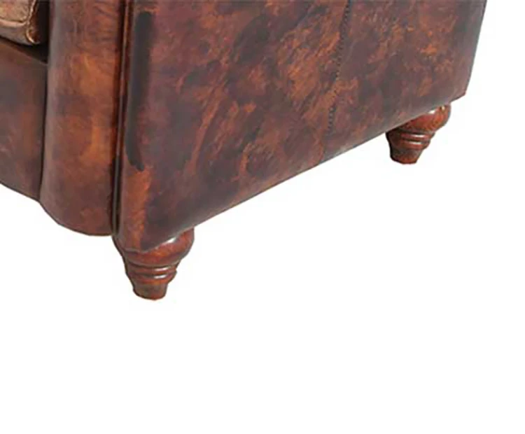 Brown Top Grade Genuine Leather Sofa Set Living Room Furniture Button Tufted Chesterfield Sofa for Bar