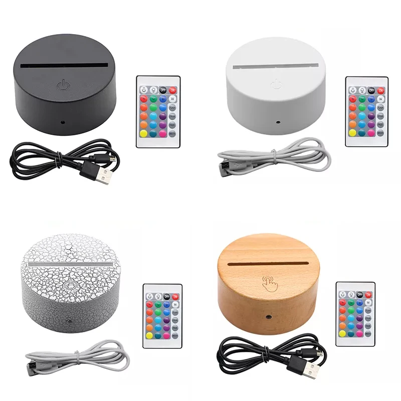 Bedroom Decoration 3d Led Night Light Round Shape Light Lamp De Luz Led Lampara Base RGB Touch Switch Acrylic 7 Color Electric