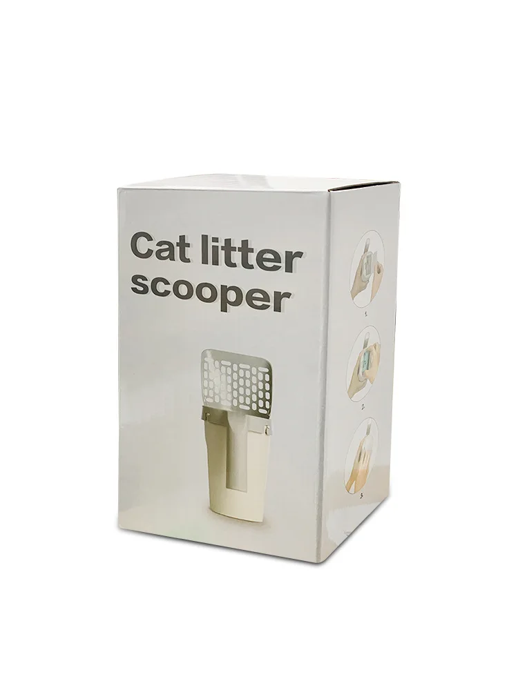 2024 Wholesale Pet Products Detachable Shovel Deep Stainless Pet Cat Litter Scooper With Handle And Trash Bag