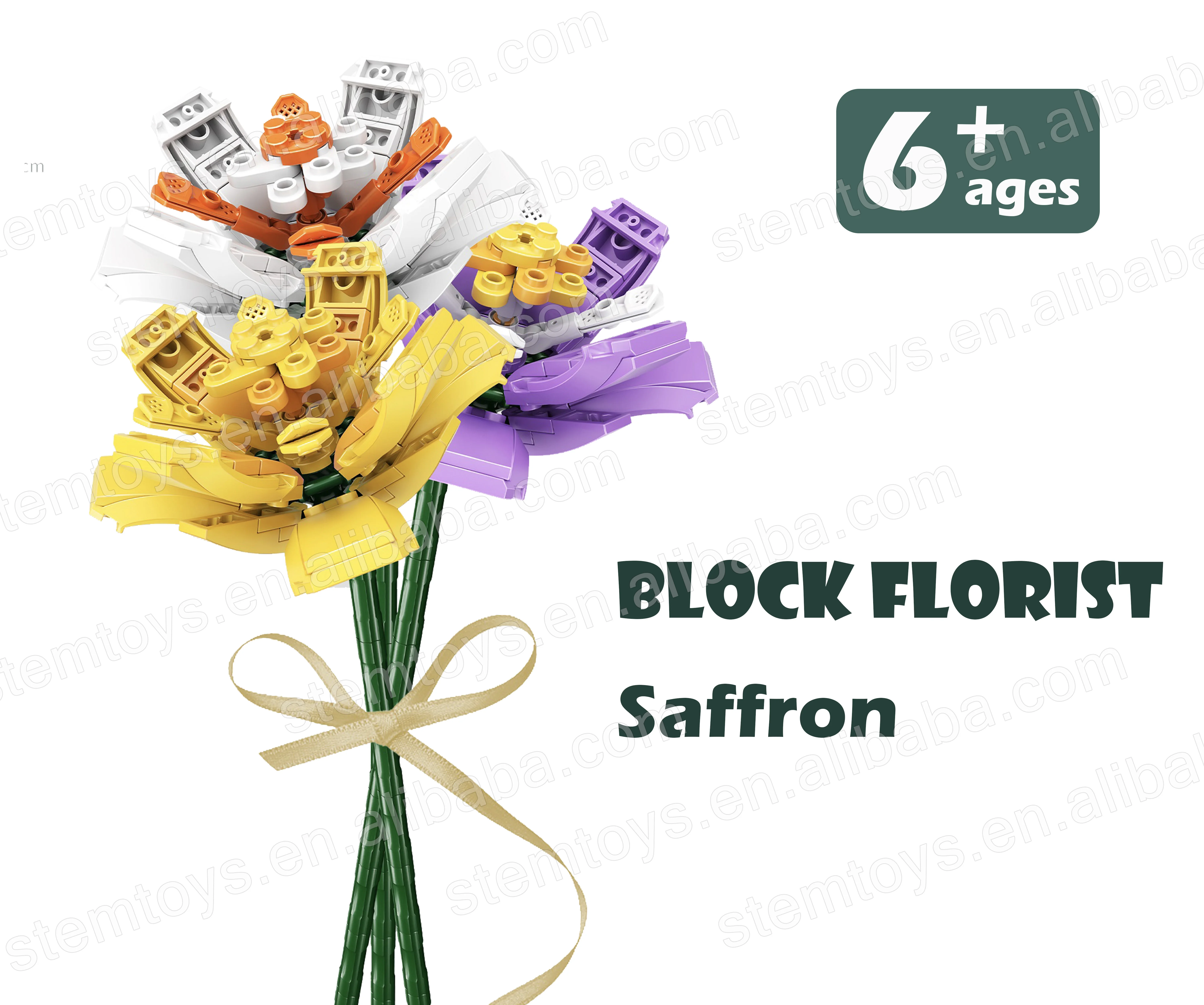 Sembo 601232 DIY Flower Bricks Saffron Educational Stem toys super grow future thinking Building Blocks Florist Gift for kid