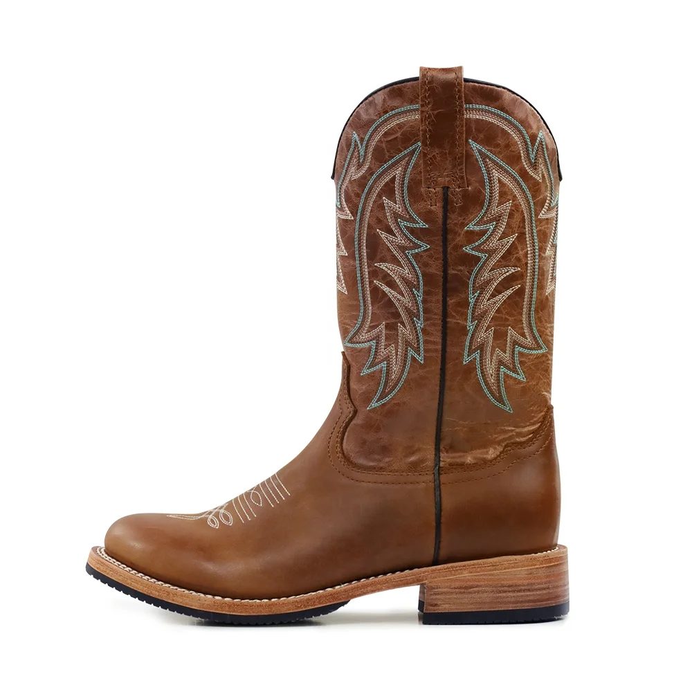 Western Boots Fashion Botas Mujer Knee High Pull on Boots Embroidery Winter Summer Mid Calf Genuine Leather 2024 Ladies Women