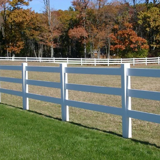 Fentech Professional White Vinyl PVC Plastic 3 Rail Horse Fence, Horse Rail Fence