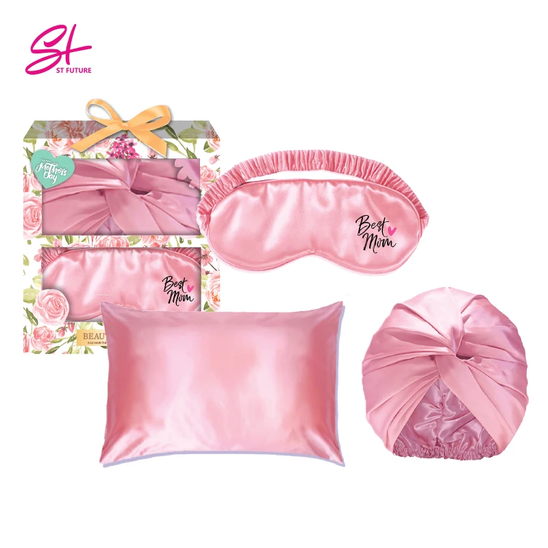 
St Future Mother Gift Set Hair Turban Pink Eyemask Soft Pillow case beauty sleep Kit Pillow Case 