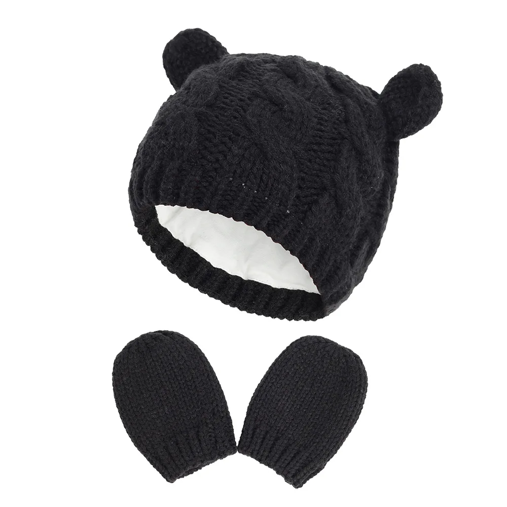 New Styles Girls Boys Winter Warm Knit Hat 3D Ear Solid Warm Cute Glove Lovely Beanie Hat Funny Warm Cartoon Baby Knitted Hat
