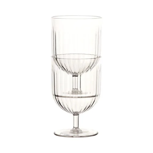Stripe Camping Cup 10oz Polycarbonate Stack Wine Glass Clear Cocktail Nestable Stem Glass