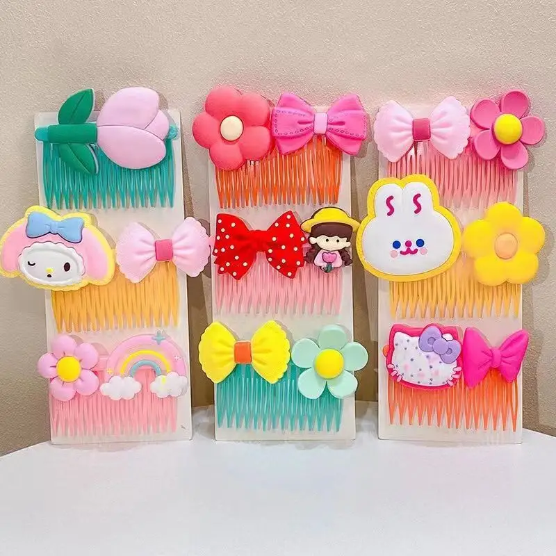 Children Acrylic Hair Clips Sweet Hairgrips Cartoon Broken Bow Hair Comb Accessories