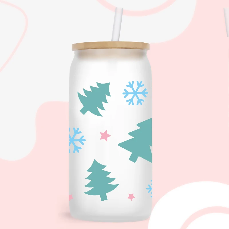 Wholesale Custom Uv Dtf Cup Wrap Transfer Print For 16 Oz  Sticker For Cups Glass Tumble