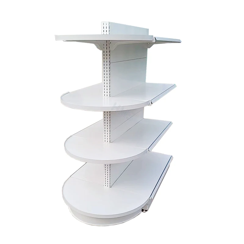 HMS supermarket round end shelf for double side rack