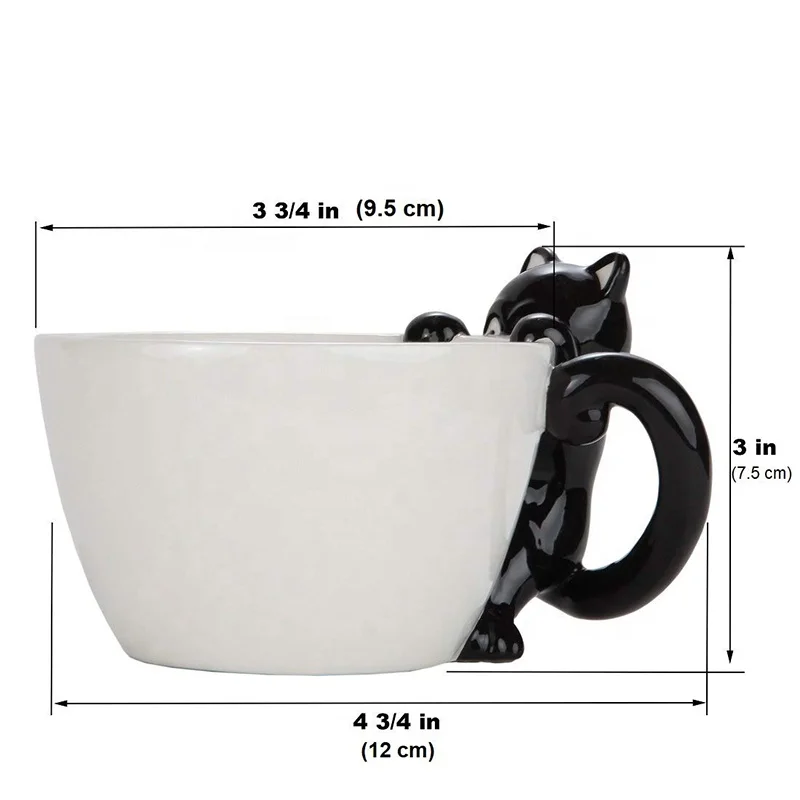 Fine Dining Porcelain Modern Ceramic Cat 3D Coffee Mug Tea Mug