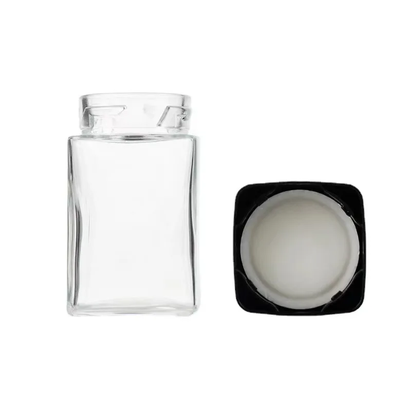 Wholesale Transparent Empty 100 ml Storage Glass Jar 3.5 oz Square Glass Container Jar With Child Resistant Lid