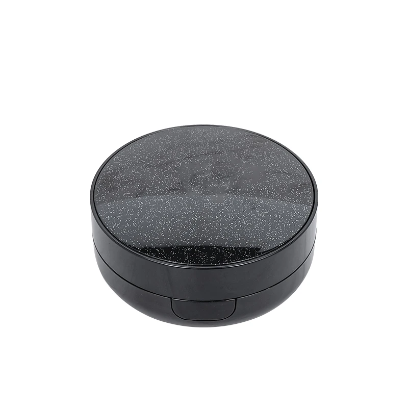 15g black round empty plastic bb cushion case with puff custom liquid foundation container