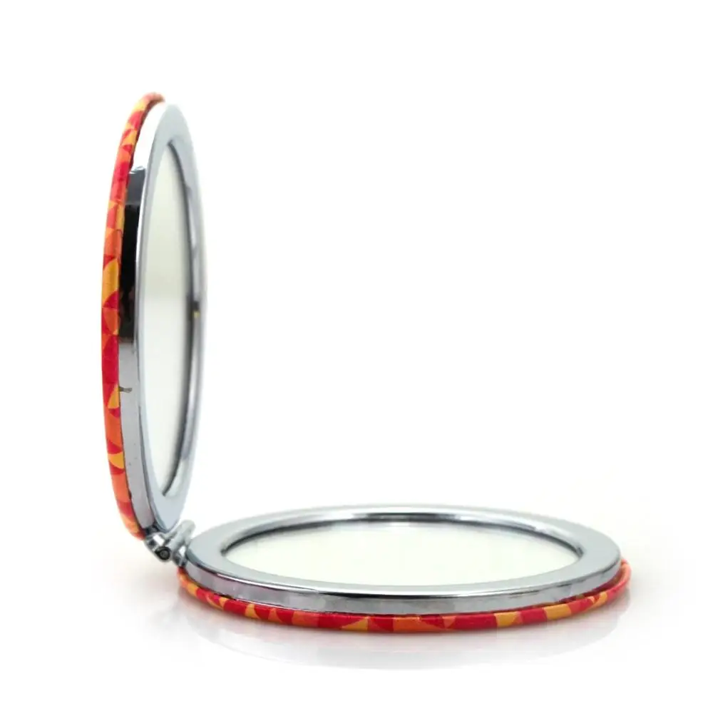 Wholesale Portable Orange Color Pocket Mirror Small Size Plastic Round Compact Travel Makeup Mirror Suitable for Gift Giving