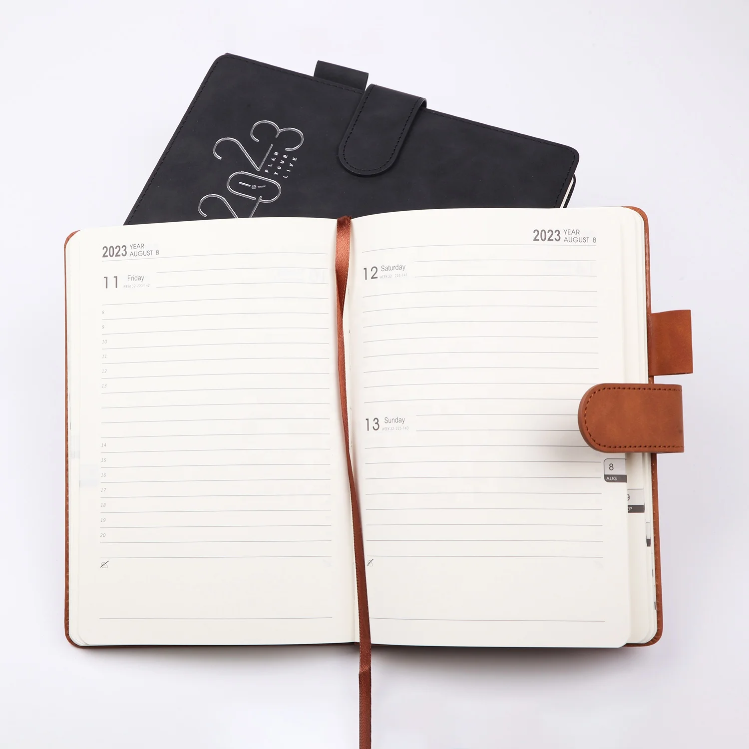 2023 new design diary with pen holder and buckle day a page Custom inner Page Design