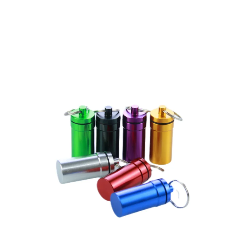 Wholesale Travel Portable Capsule Storage Container Small Mini Metal Aluminum Pill Boxs Bottle With Key Chain